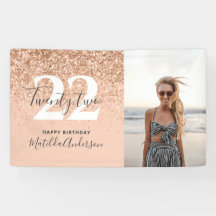 Peach girly modern glitter chic birthday decor