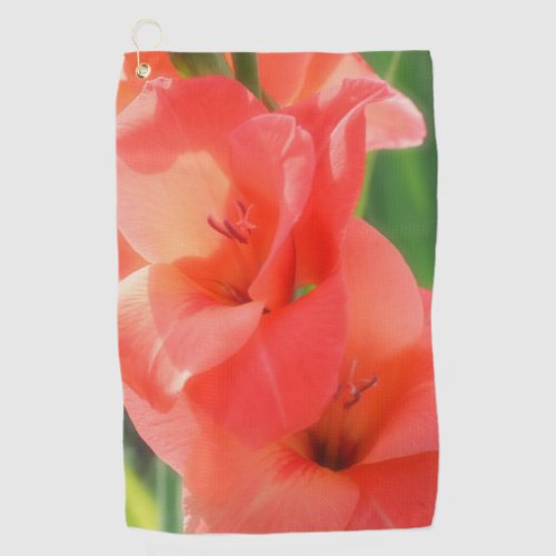 Peach Gladiolas Flower  Golf Towel