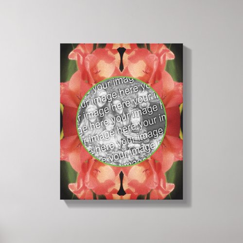 Peach Gladiolus Flower Frame Create Your Own Photo Canvas Print