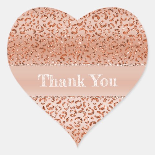 Peach Glitter Leopard Animal  Heart Sticker