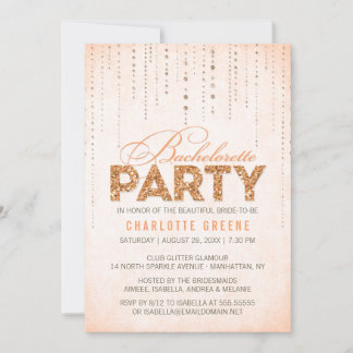 Peach Glitter Look Bachelorette Party Invitation