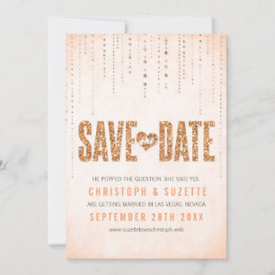Peach Glitter Look Save The Date