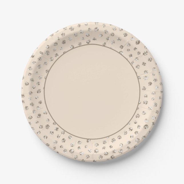 Peach Glitter Sparkle Elegant Glamorous Party Paper Plates (Front)