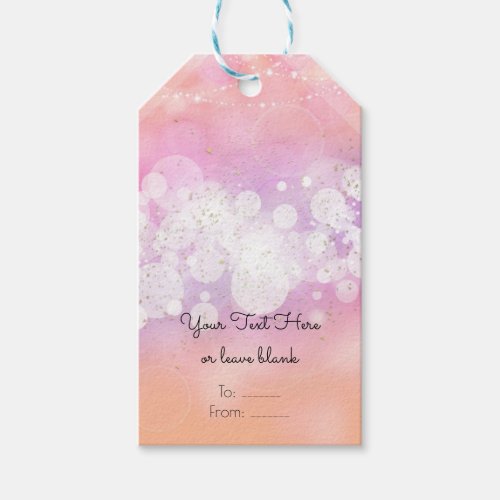 Peach Glow Sparkle Lights Glam Birthday Party Gift Tags