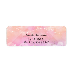 Peach Glow Sparkle Lights Glam Party Invitation Label