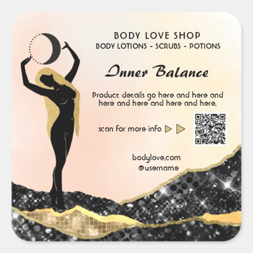 *~* Peach Goddess Ombre  Intention Spell AP24  Squ Square Sticker