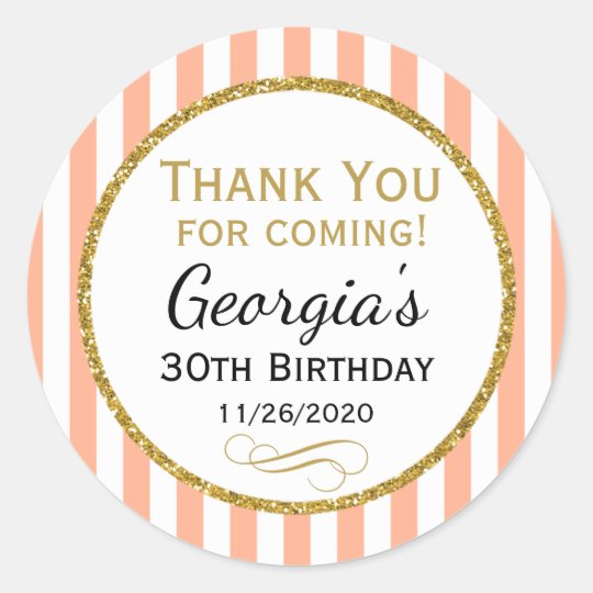 Peach Gold Birthday Thank You Coming Favor Tags Zazzle peach-gold-birthday-thank-you-coming-favor-tags-zazzle