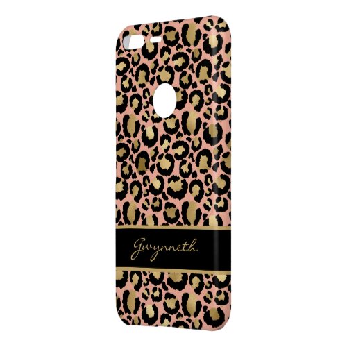 Peach Gold Black Leopard Print with Your Name Uncommon Google Pixel XL Case