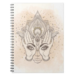 Peach & Gold Boho Lotus Flower Beauty Notebook