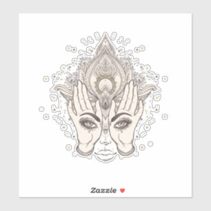 Peach & Gold Boho Lotus Flower Beauty Sticker