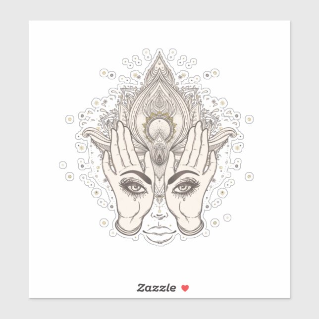 Peach & Gold Boho Lotus Flower Beauty Sticker (Sheet)