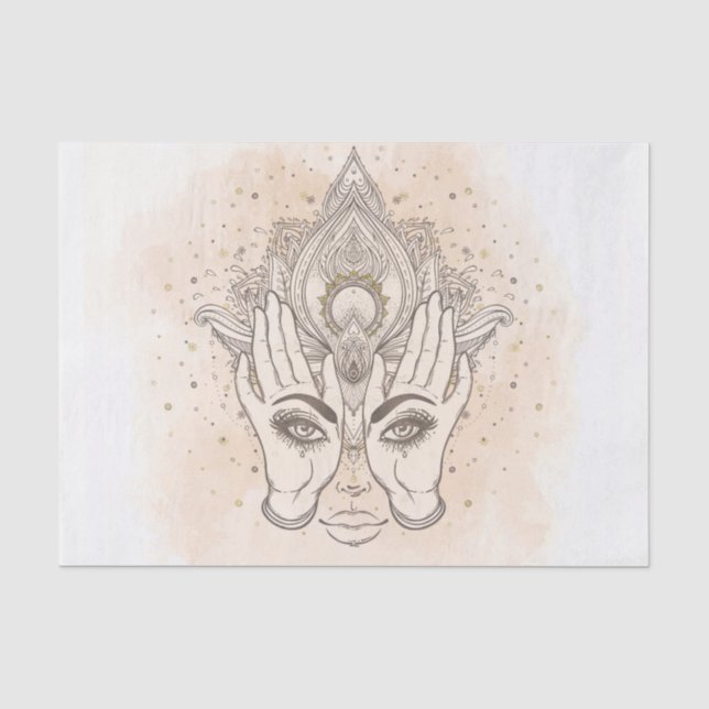 Peach & Gold Boho Lotus Flower Beauty Tissue Paper (Front)