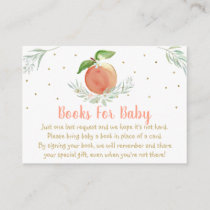 Peach Gold Floral Baby Shower Book Request Enclosure Card