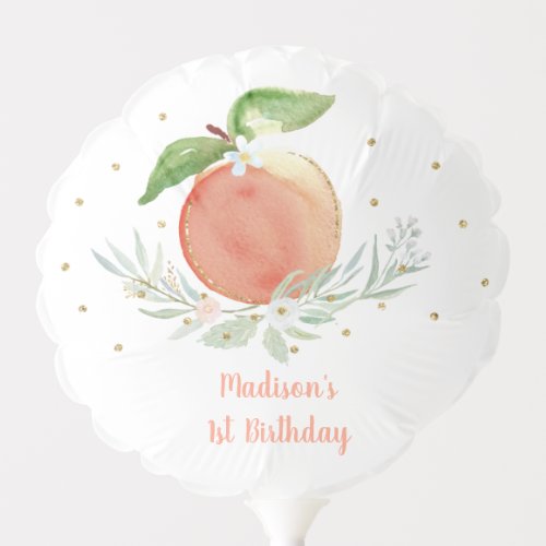 Peach Gold Floral Birthday Balloon