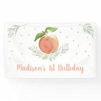 Peach Gold Floral Birthday Banner