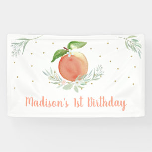Peach Gold Floral Birthday Banner