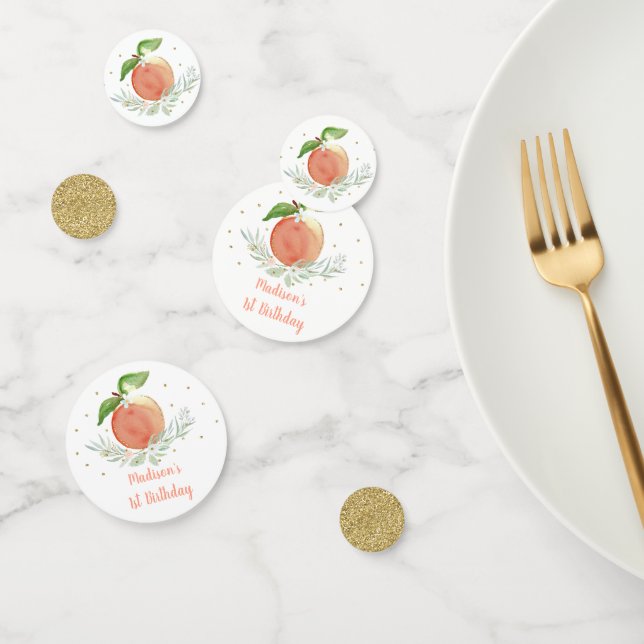 Peach Gold Floral Birthday Confetti (Group)