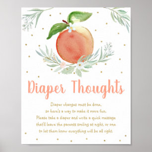 Peach Gold Floral Diaper Thoughts Game Poster