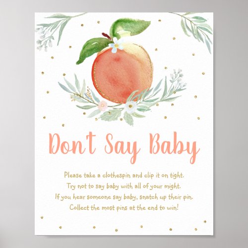 Peach Gold Floral Dont Say Baby Game Poster