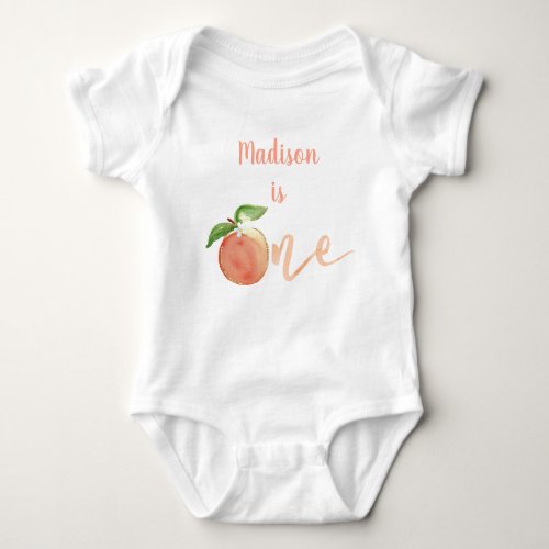 Peach Gold Floral First Birthday Baby Bodysuit