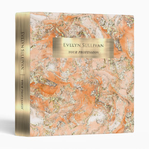 Peach Gold Fluid Marble Binder