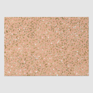 Peach Gold Glitter Leopard Print Tissue Paper