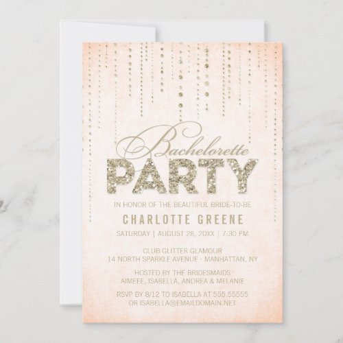 Glitter Look Bachelorette Party Invitation
