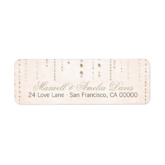 Peach & Gold Glitter Look Wedding Address Labels