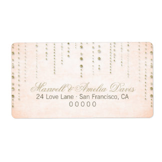 Peach & Gold Glitter Look Wedding Address Labels