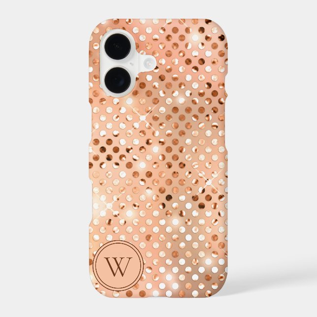 Peach & Gold Shimmer Monogram  Iphone Case (Back)