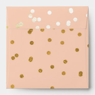 Peach & Gold Shiny Confetti Dots Chic Modern Envelope