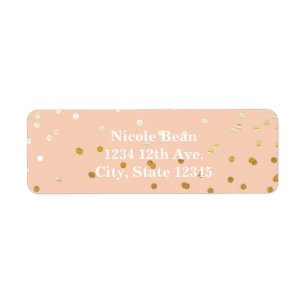 Peach & Gold Shiny Confetti Dots Chic Modern Label
