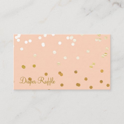 Peach  Gold Shiny Confetti Dots Diaper Raffle Enclosure Card
