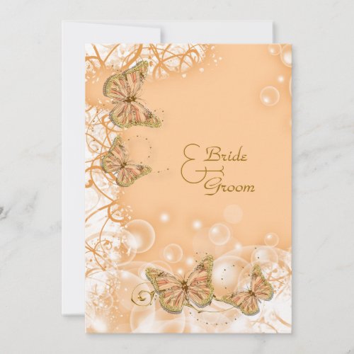 Peach gold wedding engagement anniversary personalized invites