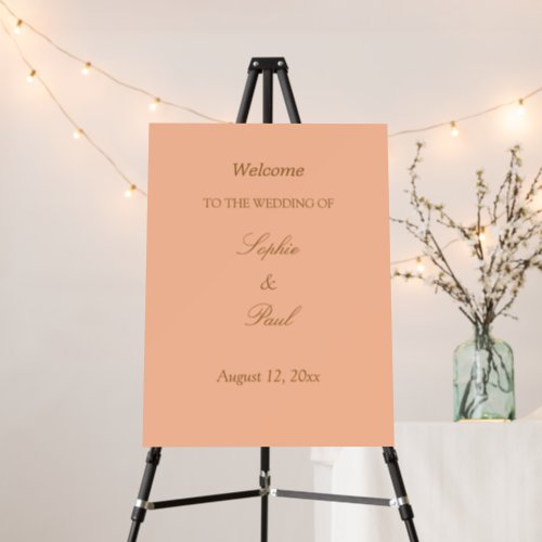 Peach Golden Beige Wedding Welcome Sign