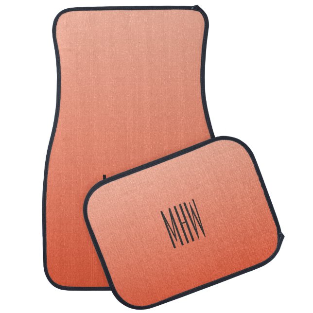 Peach Gradient custom monogram car floor mats (Set)