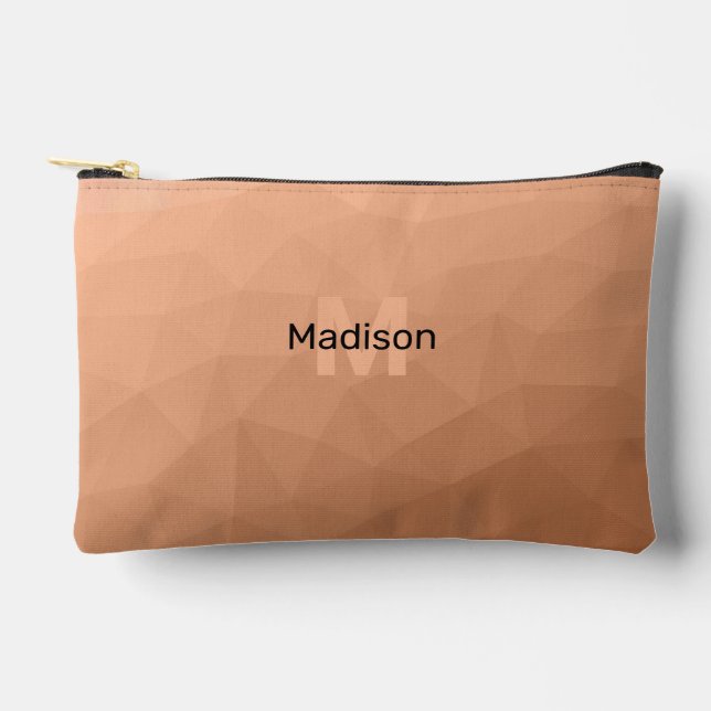 Peach gradient geometric mesh pattern Monogram Accessory Pouch (Front)