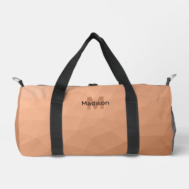 Peach gradient geometric mesh pattern Monogram Duffle Bag (Front)
