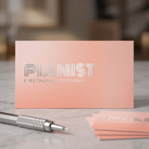 Peach Gradient Music Teacher Foil Business Cards