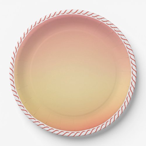 Peach Gradient Pink and Yellow with Patterned Edge Paper Plates