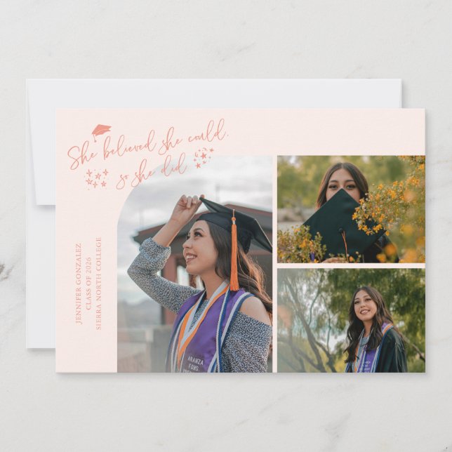 Peach Graduate She Believed Multi Photo Announcement (Front)