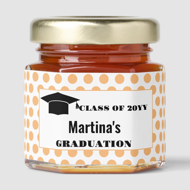 Peach Graduation Thank you  Honey Jar Favors (Front)