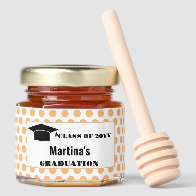 Peach Graduation Thank you  Honey Jar Favors (Front)