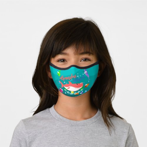 Peach Grandma Shark Swimming in the Ocean Cloth Fa Premium Face Mask