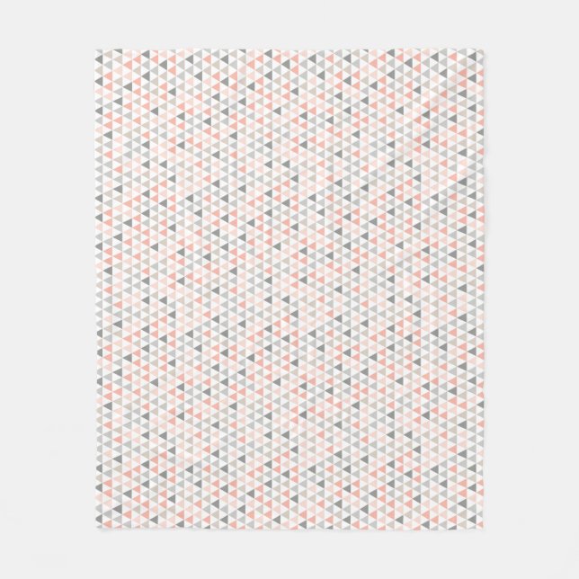 Peach Gray Beige Neutrals Modern Geometric Pattern Fleece Blanket (Front)
