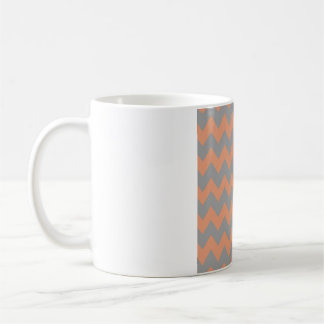 Peach & Gray Chevron – Modern Zigzag Pattern Coffee Mug