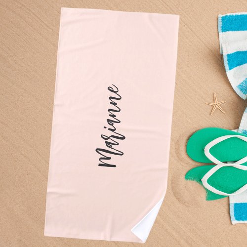 Peach gray custom name script beach towel
