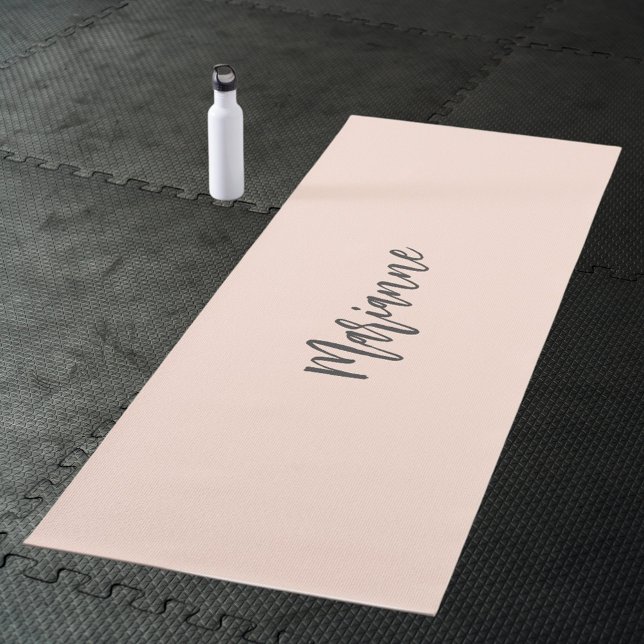 Peach gray custom name script yoga mat (Creator Uploaded)
