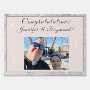 Peach & Gray Marble Congratulations Yard  Sign