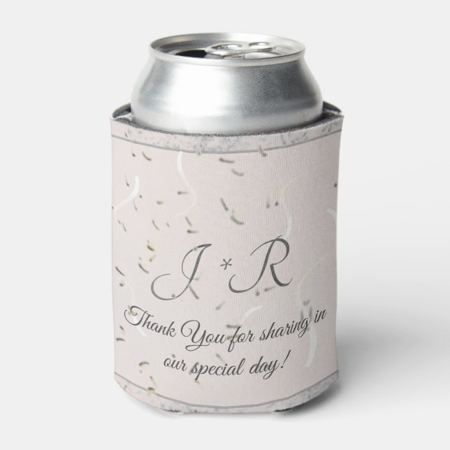 Peach & Gray Marble Monogramed Can Cooler (Can Front)
